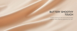 Makro-Detail von nahtlosem Stoff mit butterweicher Textur und feinen Falten in Nude
