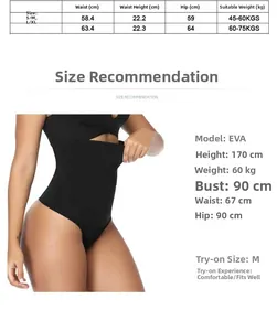 Tableau des tailles pour gaine amincissante sans couture à taille haute et mesures