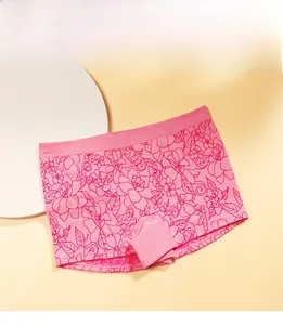 Detail of pink floral seamless boxer briefs with wide elastic waistband for comfort