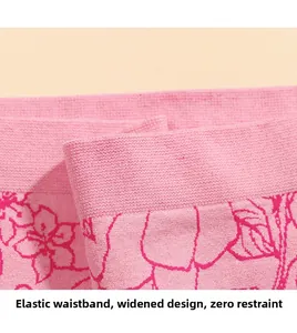 Close-up of seamless pink floral panties with a comfortable widened elastic waistband