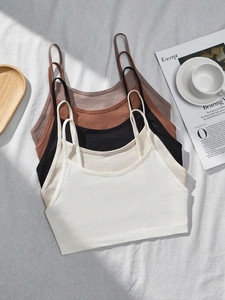 Seamless girls' camisole bras in five colors with thin straps and breathable fabric