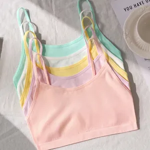 Teenage Girls Seamless Spaghetti Strap Camisole Bra Multipack Breathable Ribbed Knit Soft Bralette For Young Teens Development Period