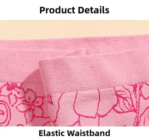 Detailed macro view of the seamless pink floral knit fabric and elastic waistband
