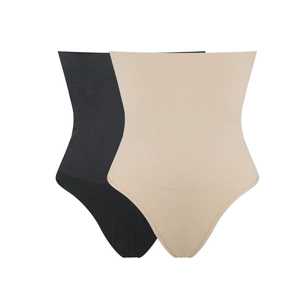 Strings gainants sans couture à taille haute pour le contrôle du ventre noir et beige