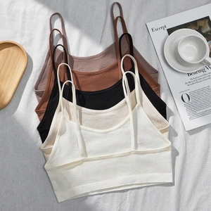 Seamless girls breathable camisole bras in four colors with wide elastic hem for support