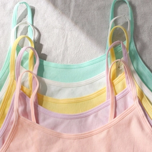 5-pack seamless ribbed camisole bras for teen girls in soft pastel macaron colors