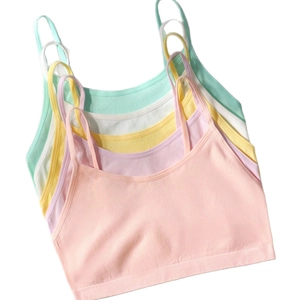 5-pack seamless rib camisoles for teen girls in soft pastel colors and thin straps