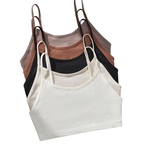 Seamless cotton bralettes for teen girls in four neutral colors with thin straps