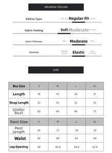 Tableau détaillé des tailles pour ensemble lingerie en maille sans couture du S au XL