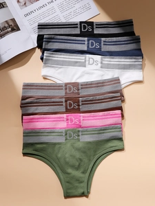 Detailed set of seven colorful seamless briefs with striped elastic waistbands