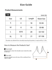 Detailed size chart for women strapless boob tube top showing S to XL dimensions in CM