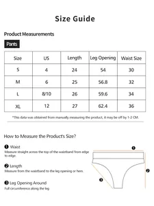 Size guide for seamless thong underwear showing US size chart and measuring instructions