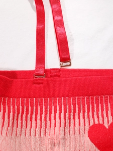 Red seamless tube top with white heart patterns and adjustable straps for Valentines