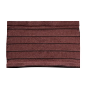 Seamless brown ribbed knit strapless bra with horizontal black stripes for women