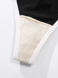 Close-up of the cotton crotch lining and high-elastic knit fabric with white binding