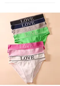 Detailed view of 7-pack seamless women's panties with LOVE letter printed waistband