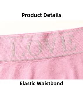 Detail of pink seamless panties featuring elastic waistband with LOVE letter jacquard