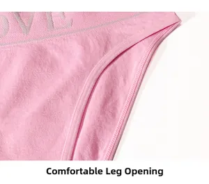 Close-up of comfortable leg circumference and neat stitching on pink seamless underwear