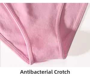 Close-up of pink breathable antibacterial cotton crotch lining on seamless underwear