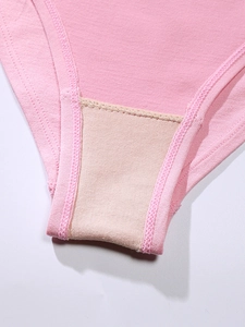Detailed close-up showing the breathable double-layer cotton crotch of pink panties
