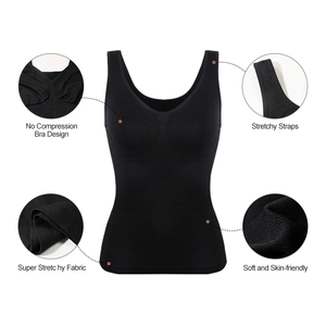 Detail view of black shaping camisole with wide straps and high elasticity fabric