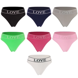 7-pack women's seamless cotton sports panties with LOVE lettered elastic waistband
