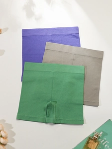 Lot de 3 shorts de yoga sans couture taille haute en tissu côtelé violet, gris et vert