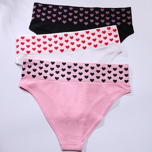 3-pack high waist heart pattern seamless panties for women with soft cotton crotch