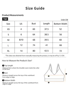 Guide des tailles pour brassière de sport sans couture avec mesures de poitrine en cm