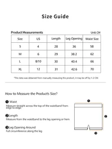 Tableau des tailles détaillé pour shorts de yoga femme avec mesures du S au XL précises