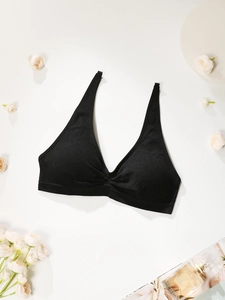 Soutien-gorge de sport sans couture à col en V avec coussinets et décor de roses
