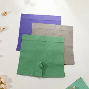 Short de Sécurité Sans Couture à Taille Haute pour Femmes Boxers de Yoga en Tricot Côtelé Gaine Amincissante Violet Gris Vert