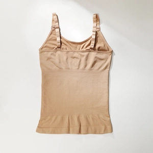 Seamless slimming shapewear camisole with adjustable straps and tummy control texture