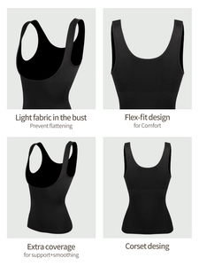Détails du haut gainant noir avec design flex-fit sans couture et zones de maintien extra