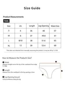 Size guide for high waist maternity underwear showing US sizes and detailed measurements