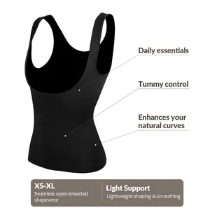 Débardeur Gainant Sans Couture pour Femme Contrôle du Ventre Col en U Soutien de la Poitrine Caraco Amincissant Sous-Vêtements en Nylon Tricoté