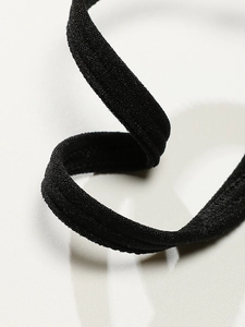 Close-up of thin black elastic straps with fine fabric texture for sports bras