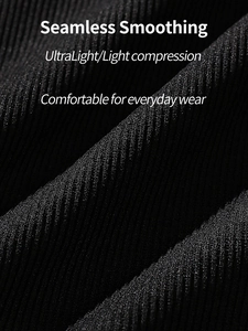 Macro detail of seamless smoothing black ribbed fabric with ultra-light compression