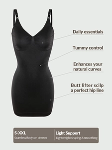 Close-up of seamless bodycon dress showing tummy control texture and supportive knit