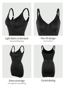 Detail view of seamless slimming dress with adjustable straps and tummy control fabric