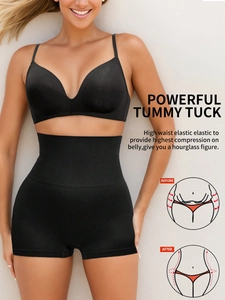 Détail du short sculptant à taille haute offrant une compression forte et sans couture