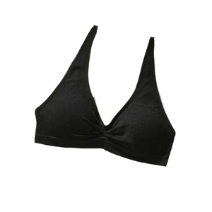 Soutien-gorge de sport noir sans couture avec décolleté en V profond et fines bretelles