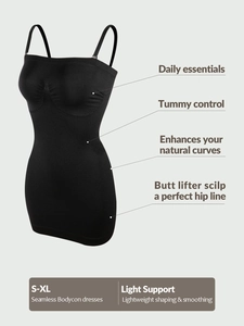 Detail of seamless bodycon dress showing tummy control and light support texture