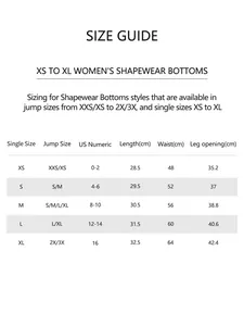 Guide des tailles détaillé pour gaine amincissante femme avec mesures de la taille XS à XL