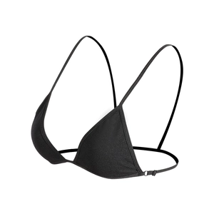 Soutien-gorge triangle noir sans armature avec fines bretelles réglables pour femmes