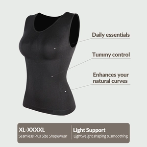 Women Plus Size Seamless Shapewear Tank Top Tummy Control Sleeveless Body Shaper Vest Breathable Bust Support Slimming Undershirt