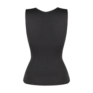 Women's black seamless slimming shapewear vest with high-elastic compression ribs