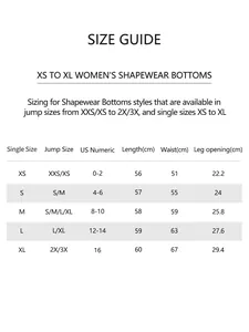 Guide des tailles pour leggings de yoga taille haute pour femmes du XS au XL