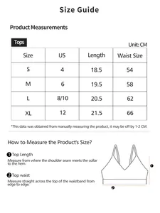 Guide des tailles pour brassière de sport dos croisé avec mesures de taille en CM