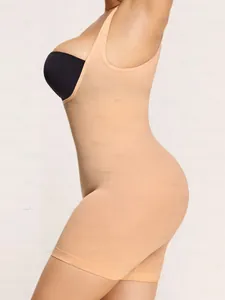 Side view of seamless body-shaping bodysuit highlighting waist and hip curves